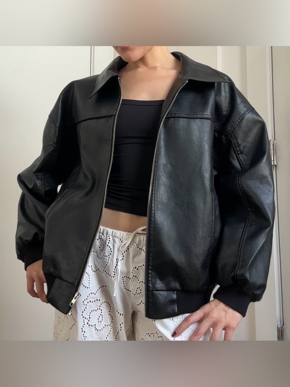 Faux Leather Bomber jacket